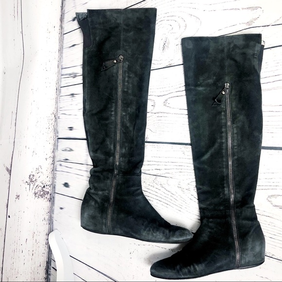 Stuart Weitzman Shoes - Stuart Weitzman Gray Suede Over the Knee Boots